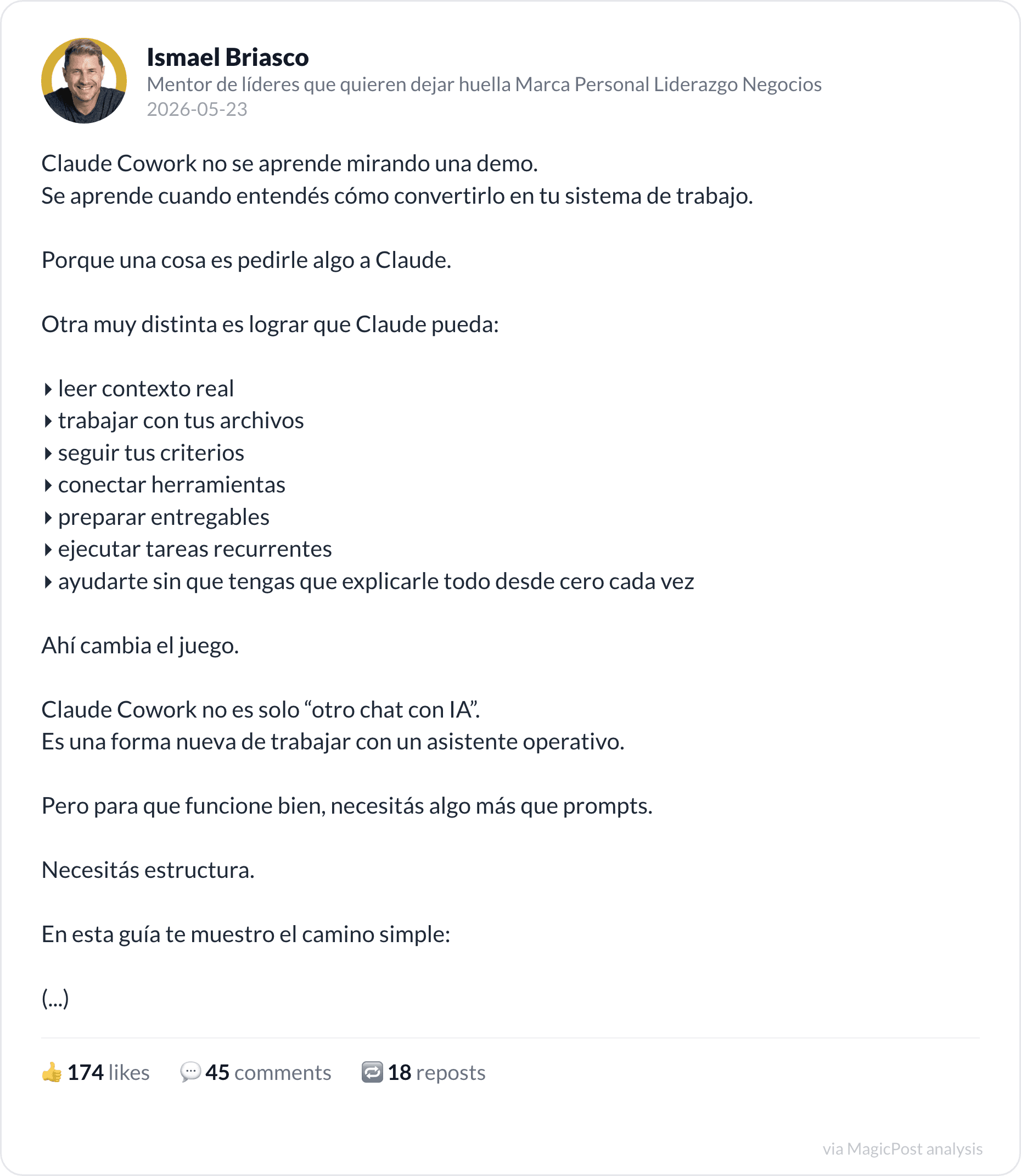 Ismael Briasco on turning Claude into a work system
