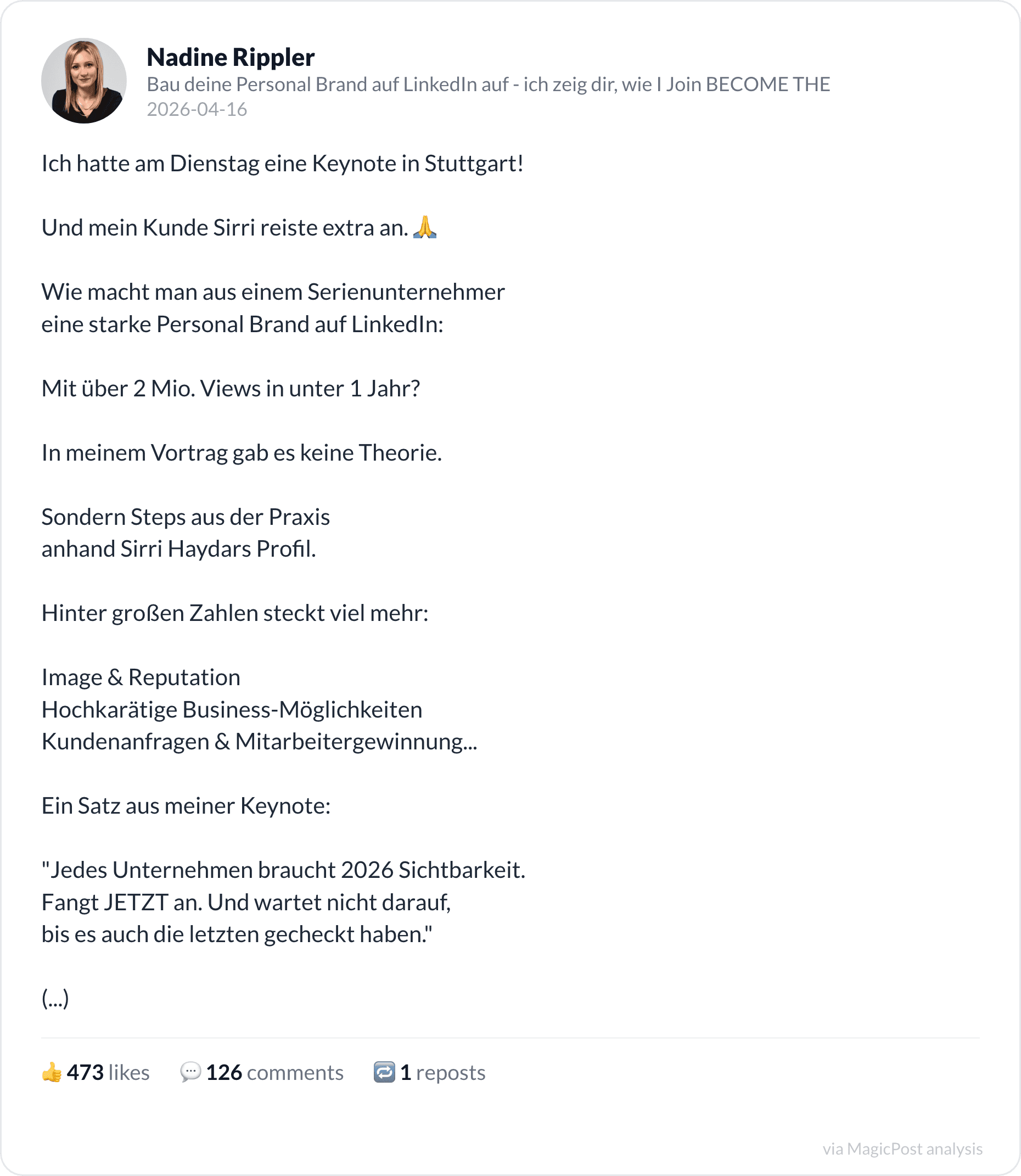 Nadine Rippler on her Stuttgart keynote