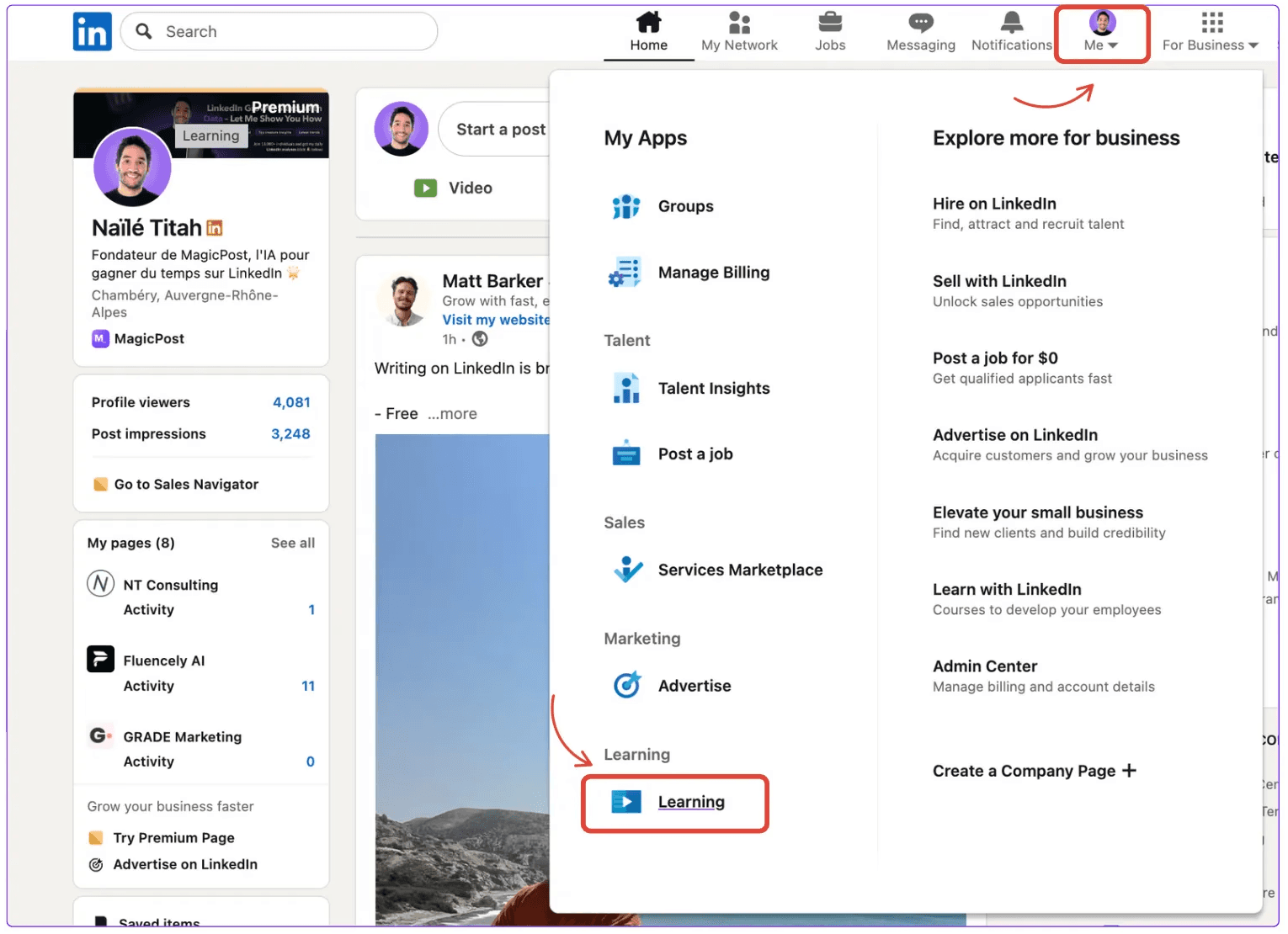 steps to know where to find access to linkedin learning