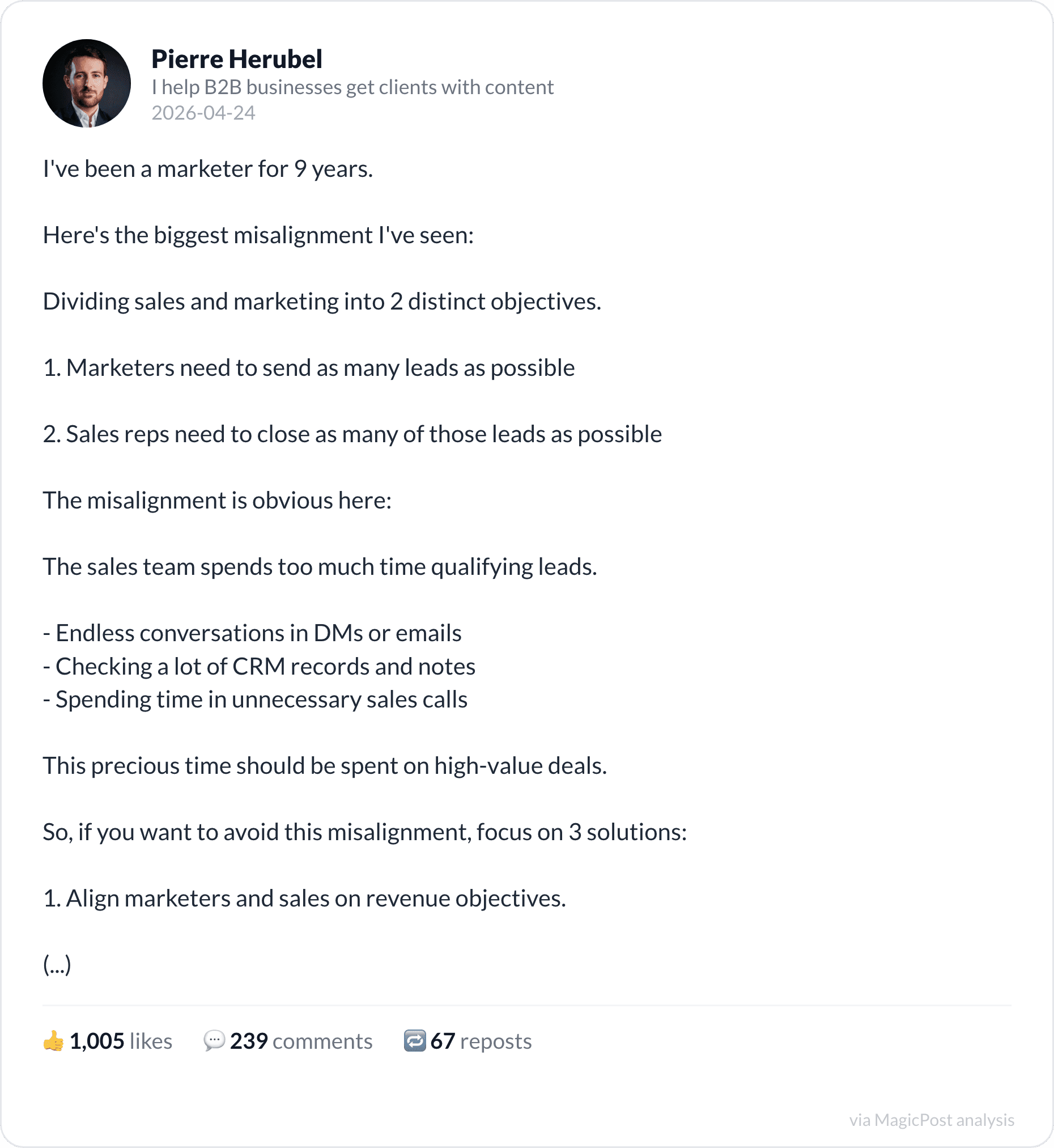Pierre Herubel on sales and marketing misalignment