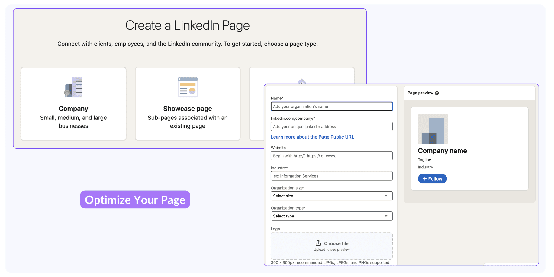how to create linkedin company page