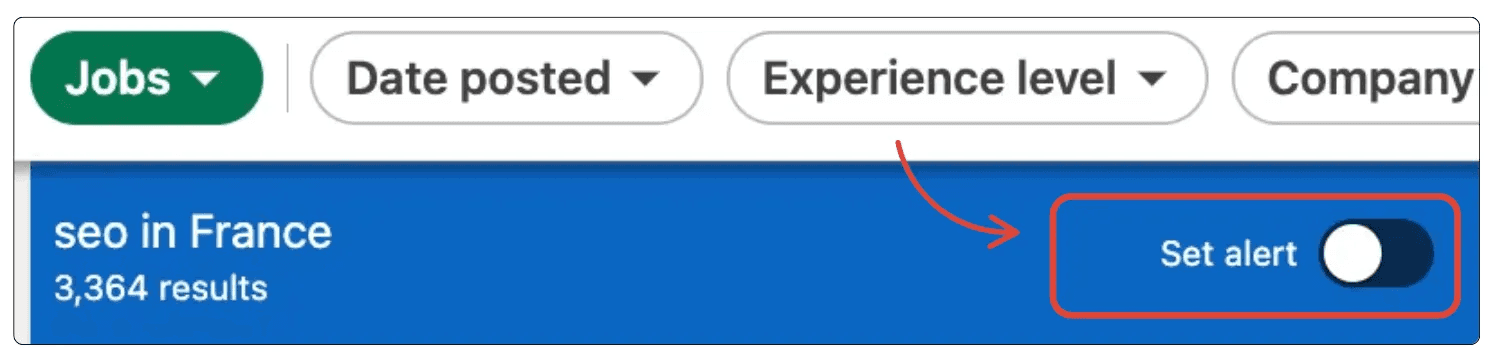 Examples of job alerts to set up on LinkedIn to find work