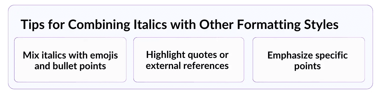 mix italics text on linkedin
