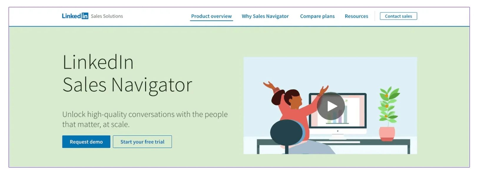 LinkedIn sales navigator homepage to find customers on LinkedIn