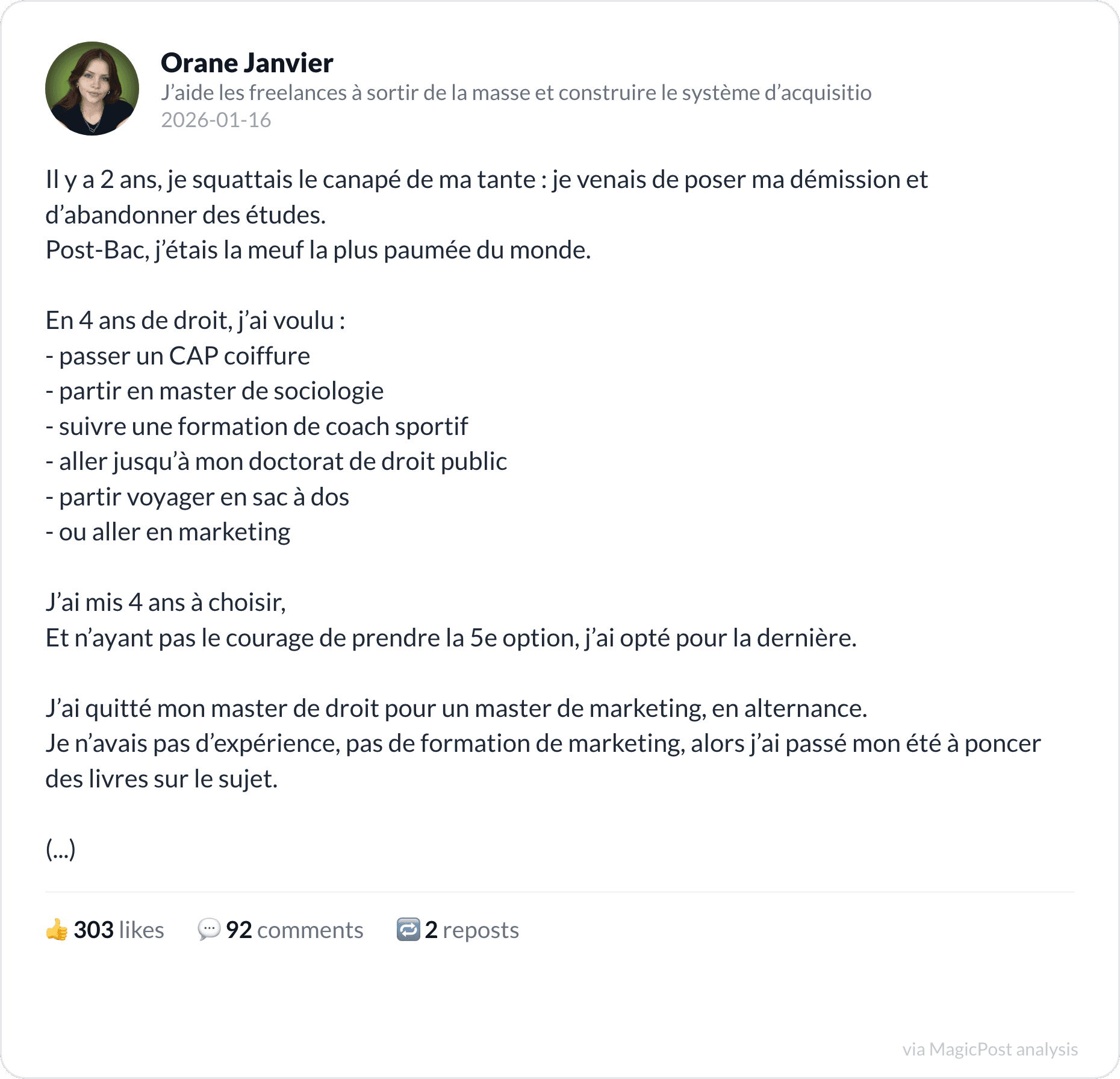 Orane Janvier on building over 15 posts from one client project