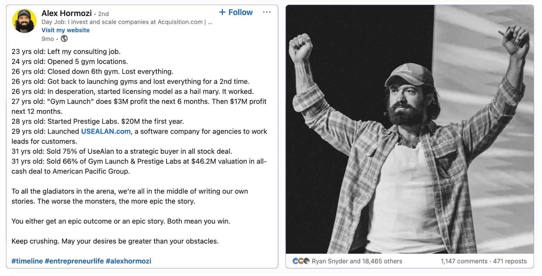 Short LinkedIn post of 300 characters with short lines and phrases and a good number of impressions and engagement.