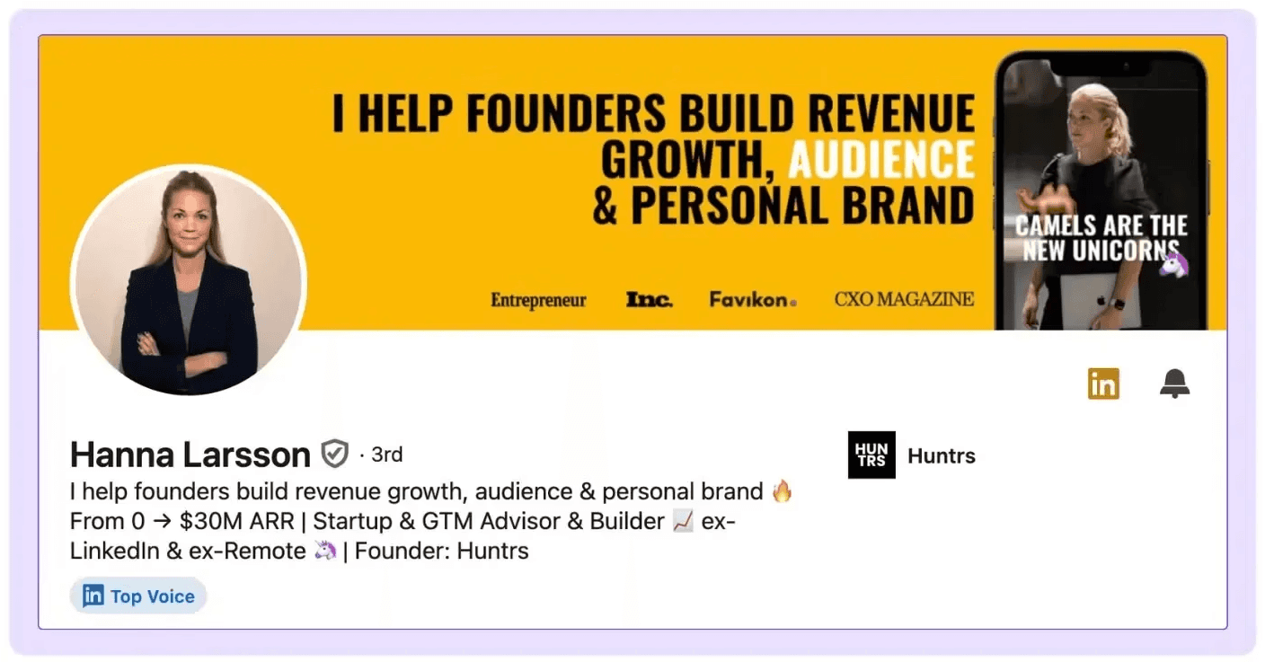 Example of a well-optimized LinkedIn profile