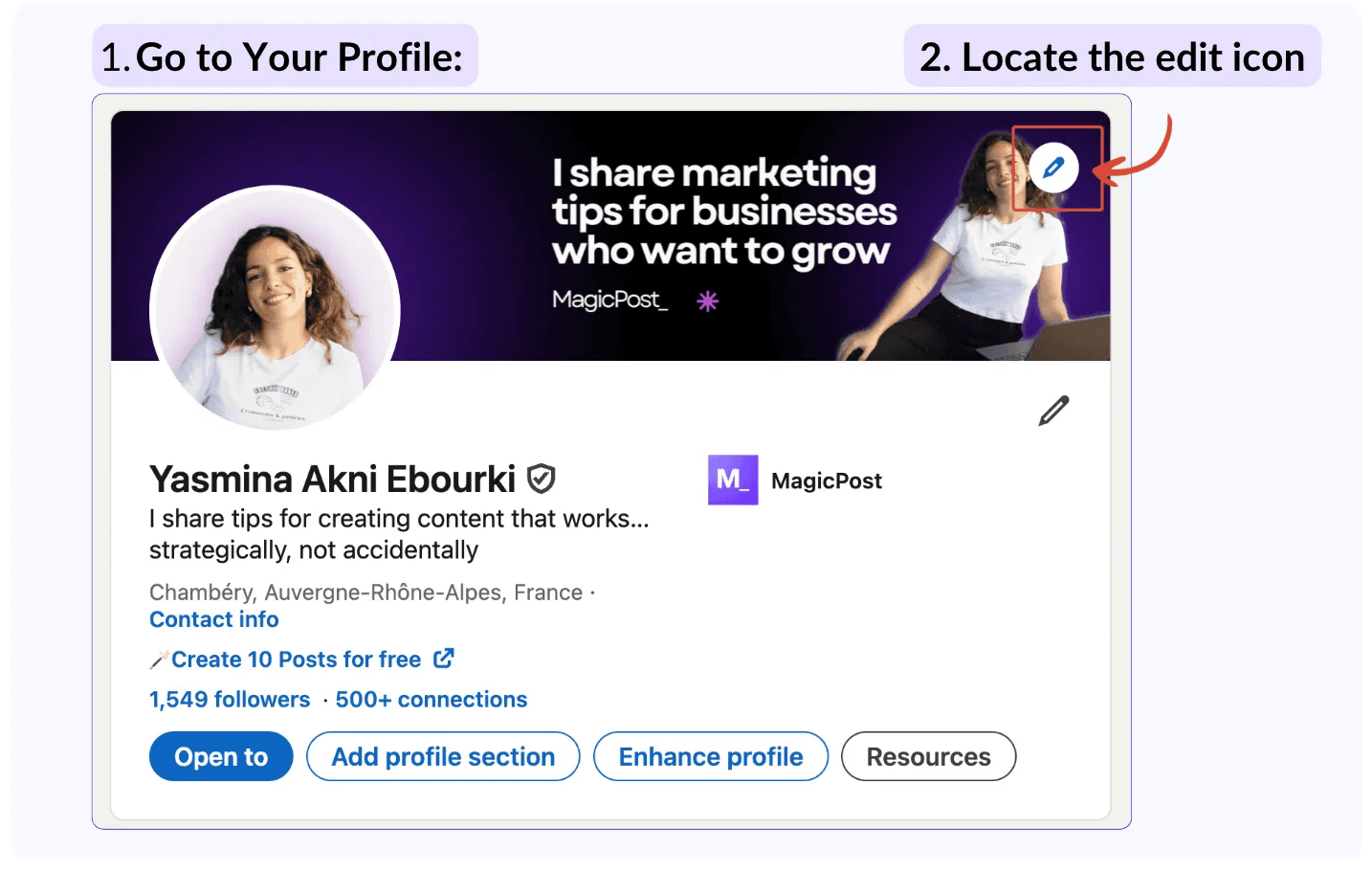 To change your LinkedIn banner on LinkedIn go to your profile and select the edit icon on the right