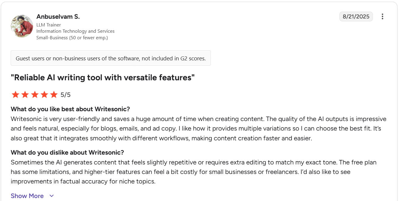 Reseña de Writesonic