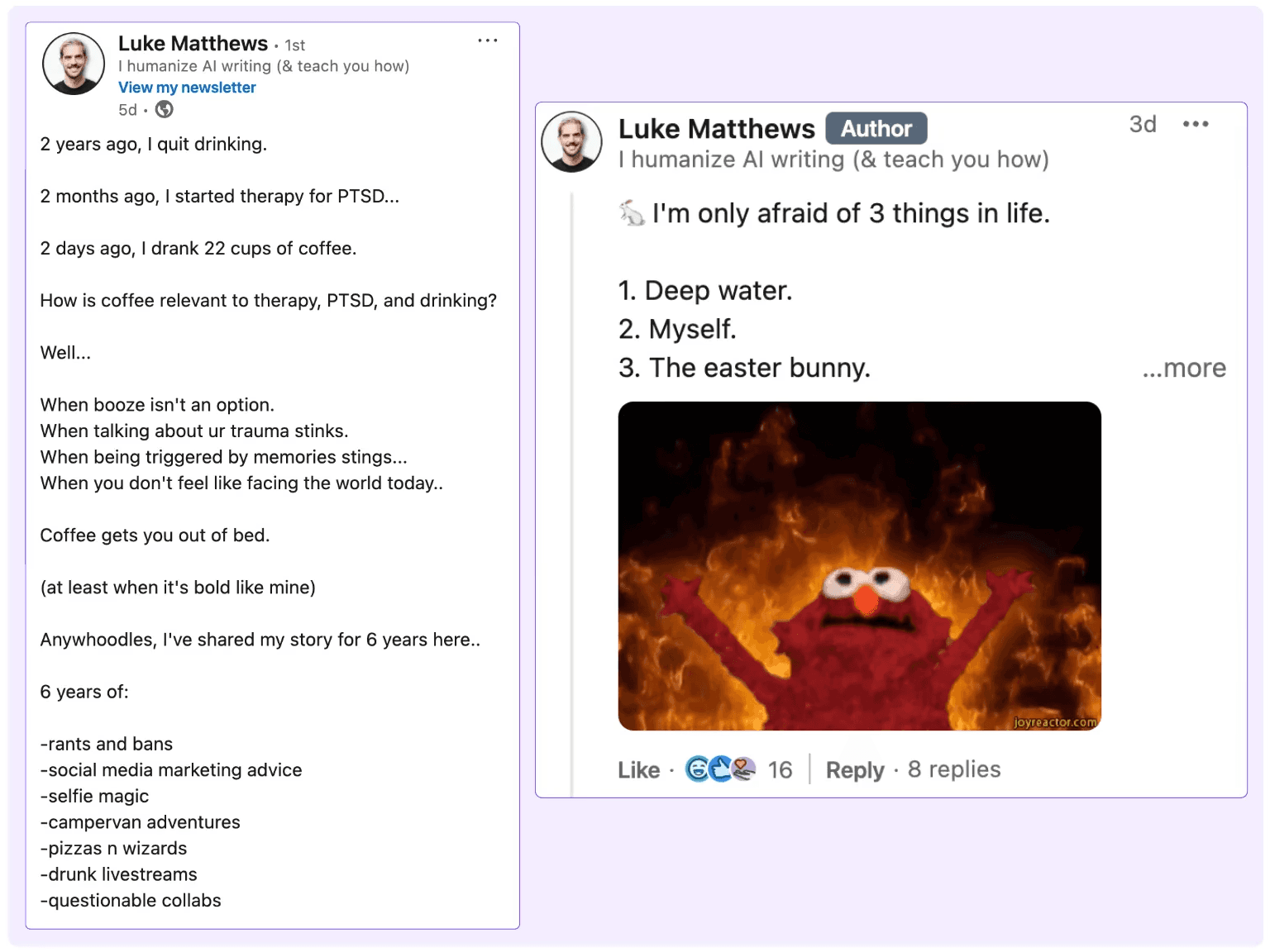 Example of a LinkedIn post using humor on the comments