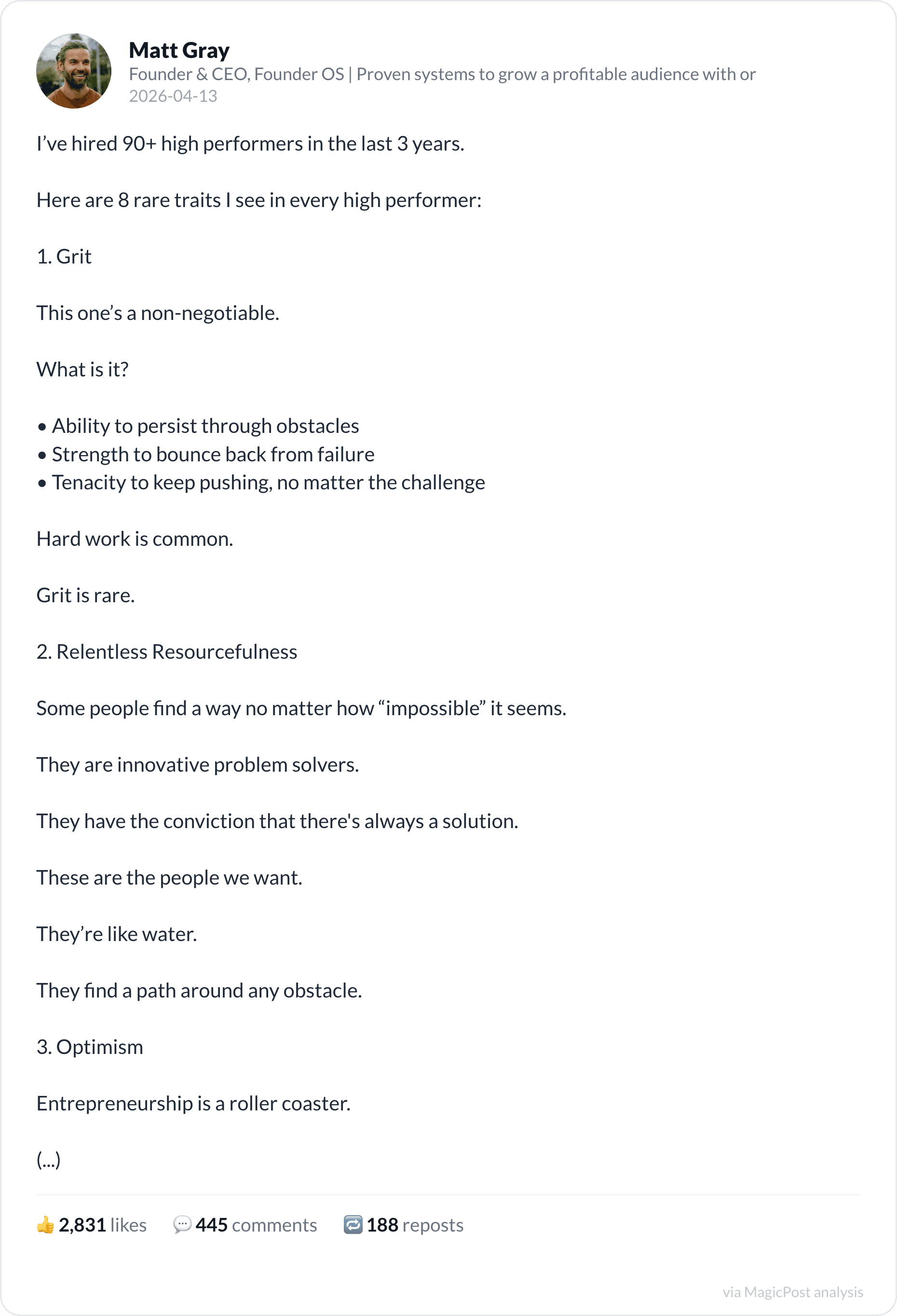 Matt Gray on 8 rare traits of high performers