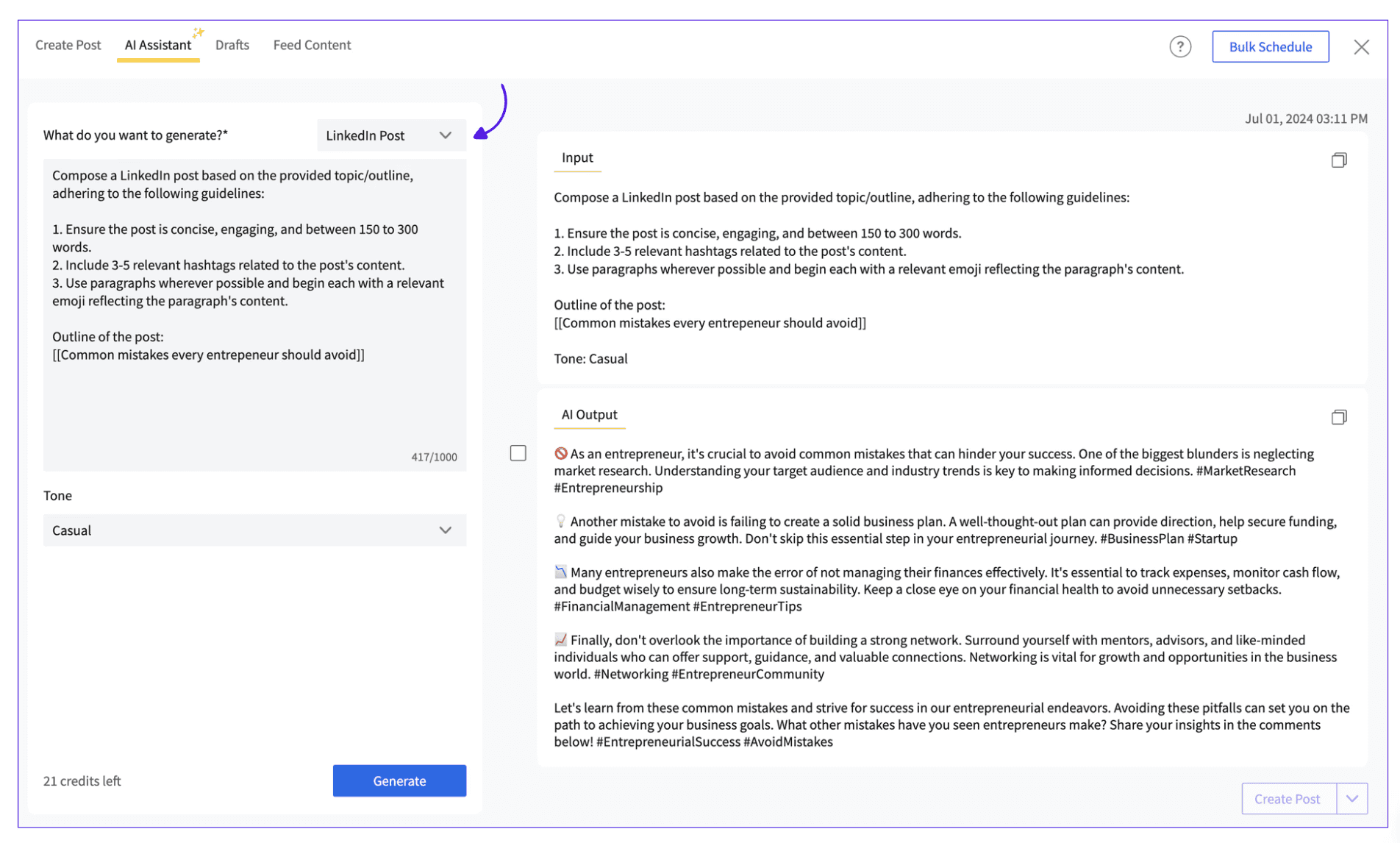 SocialPilot AI writer
