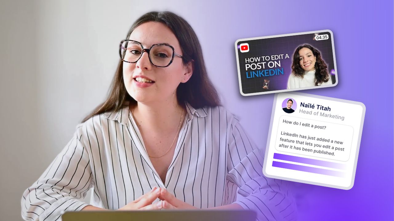 Diane à côté de la vidéo YouTube servant de source et du post généré à partir de son URL.