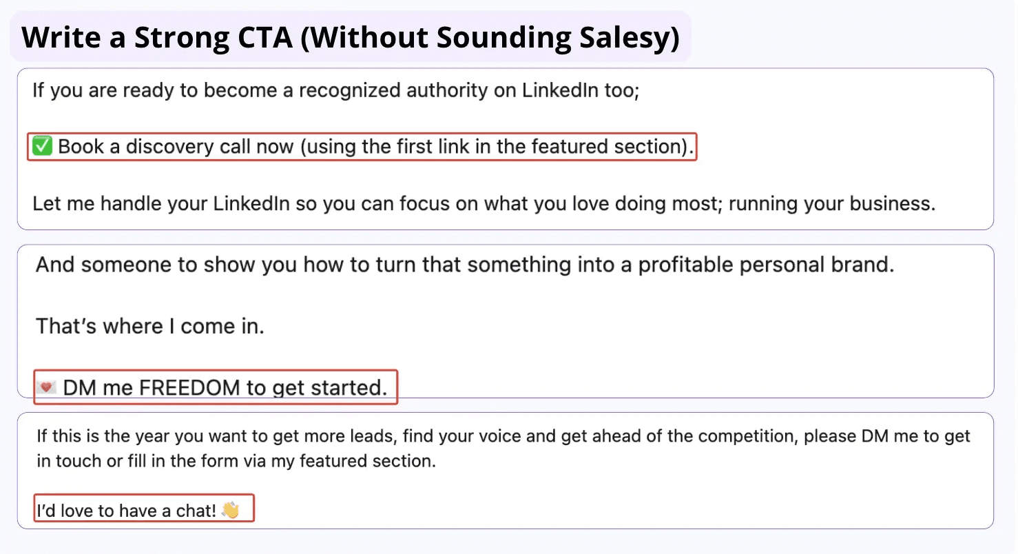 add a cta to your LinkedIn summary