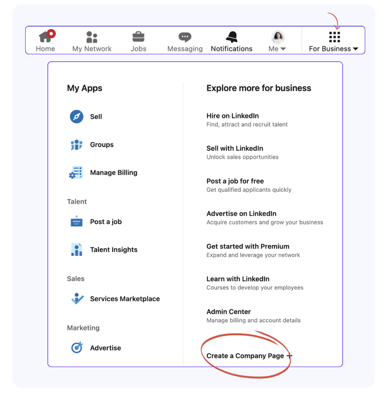 create a linkedin business page
