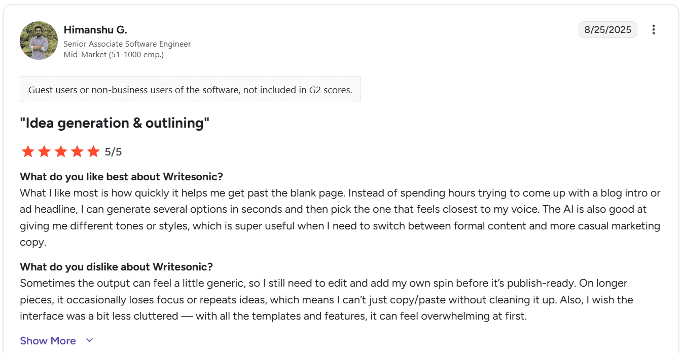 Reseña de Writesonic