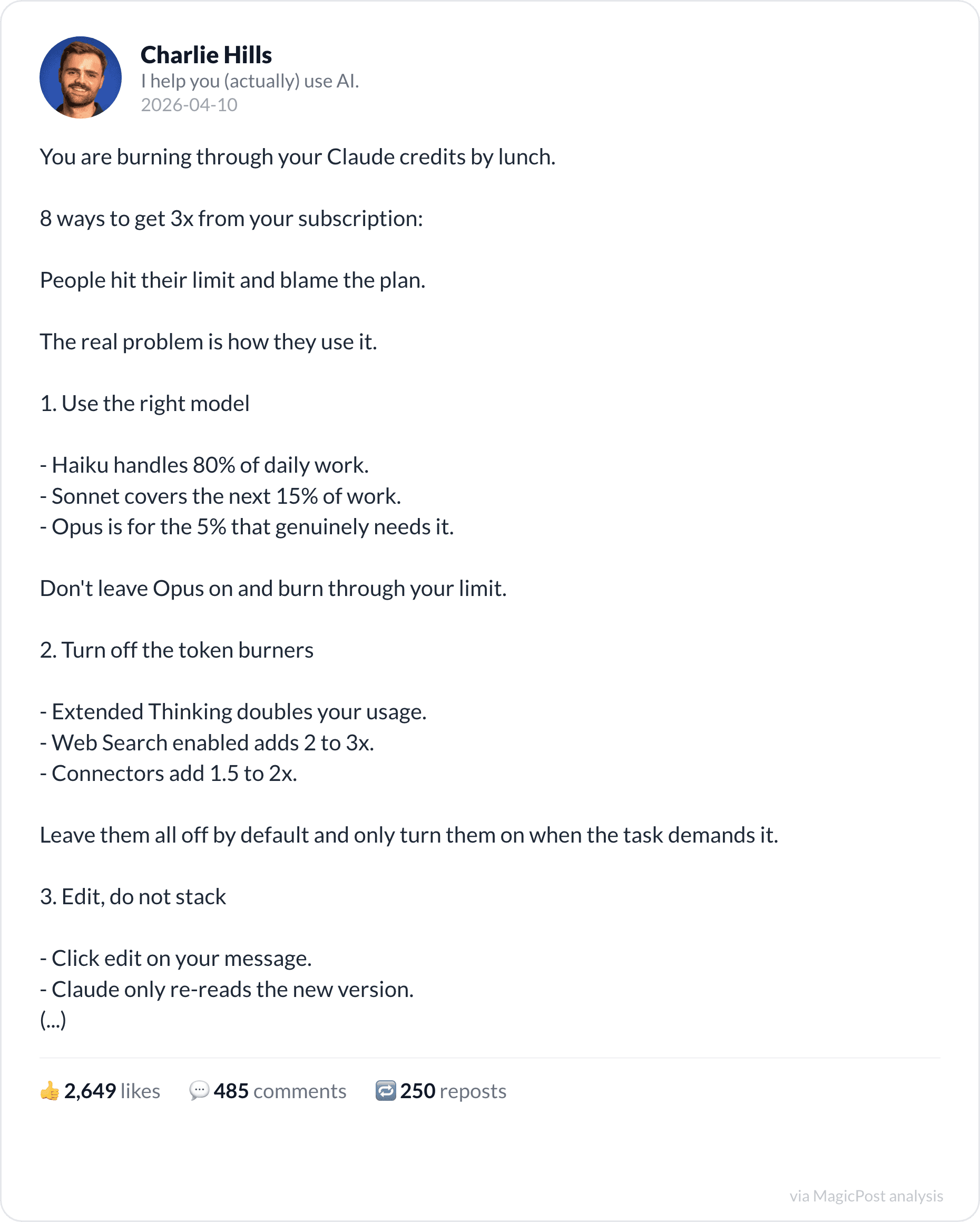 Charlie Hills on getting 3x from your Claude subscription