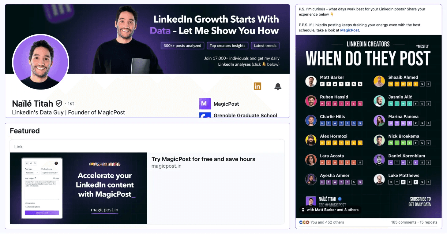 Example of personal branding on LinkedIn
