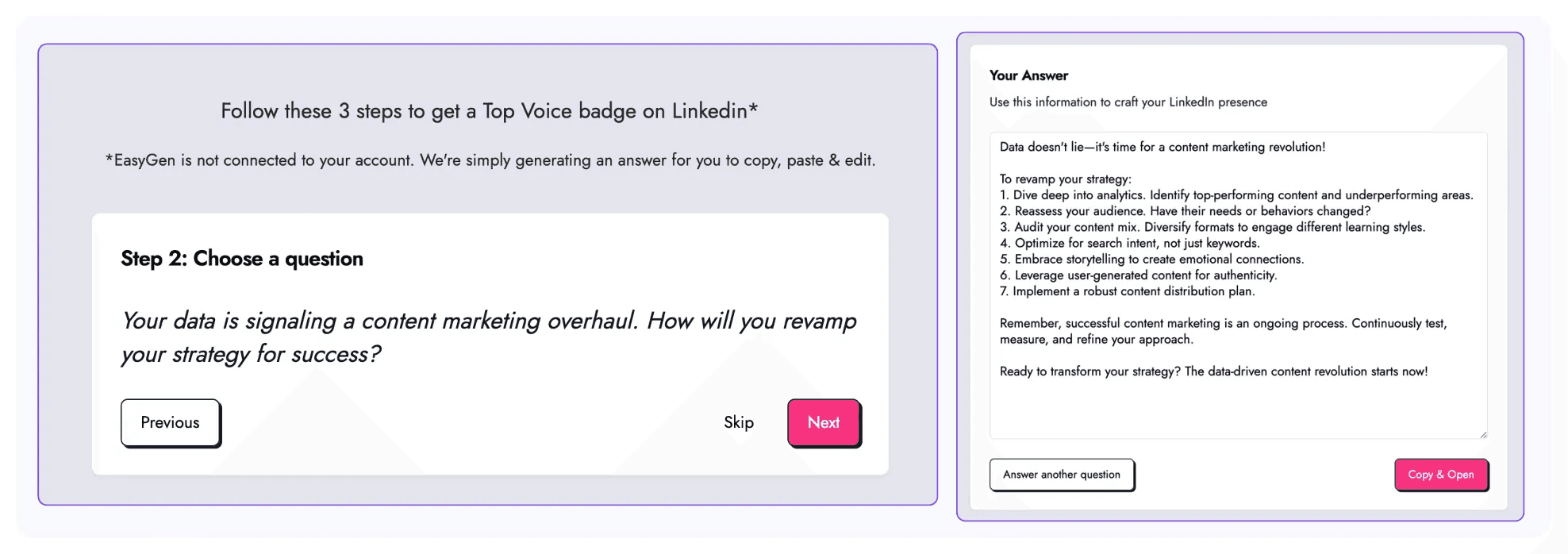 Easygen LinkedIn top voice