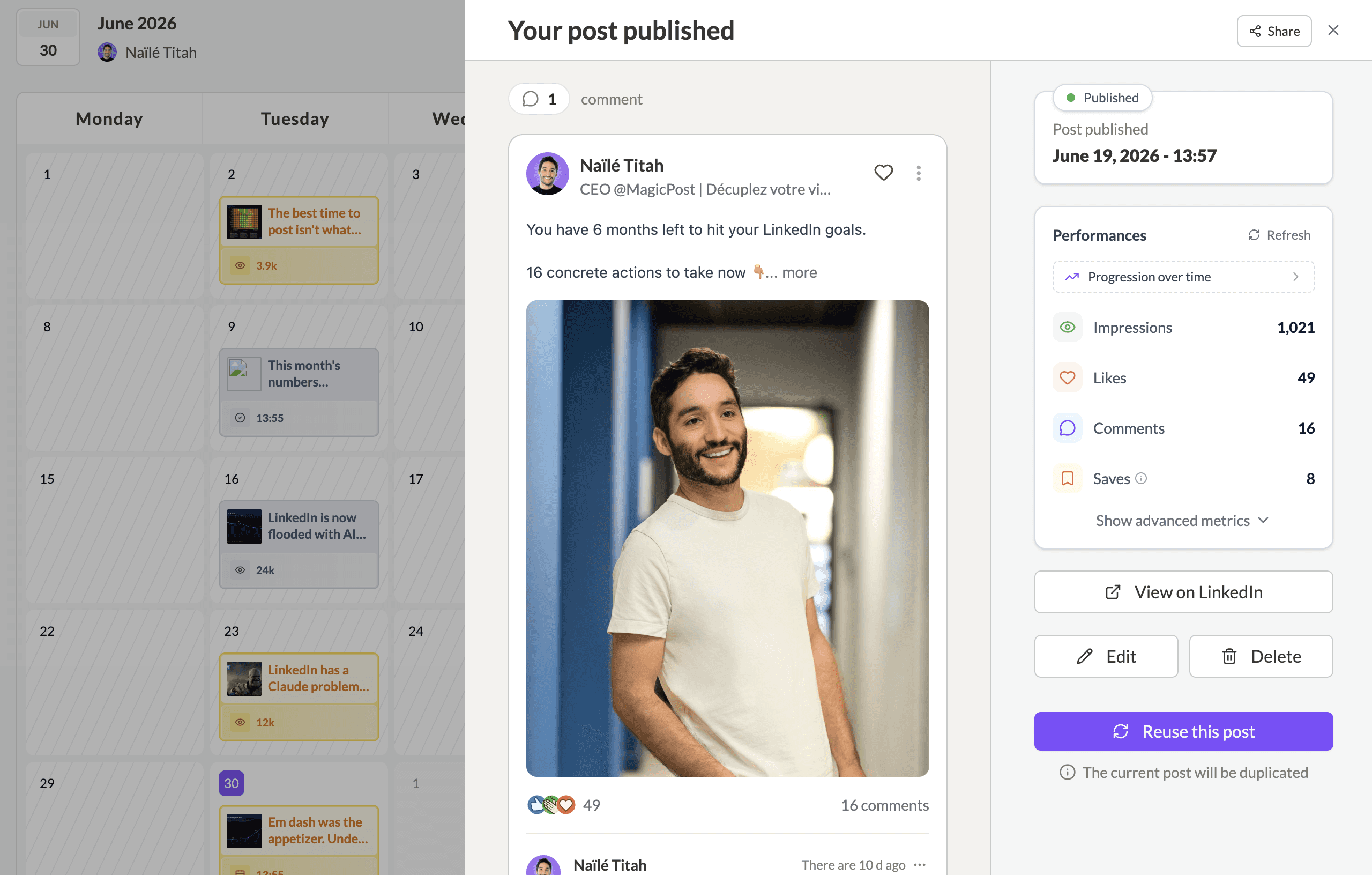 The posts tab