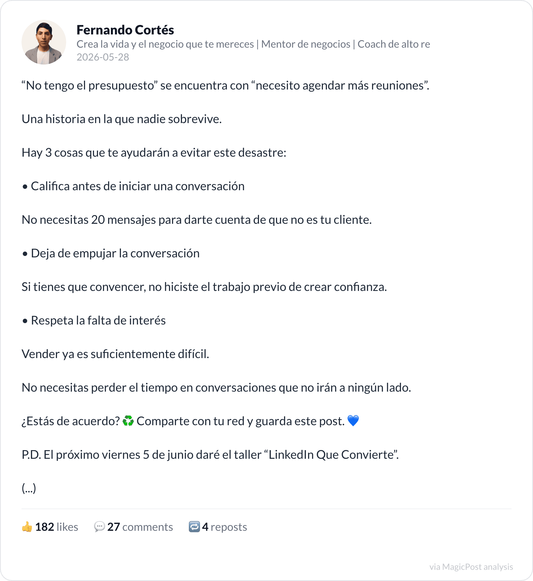 Fernando Cortes on cold prospecting