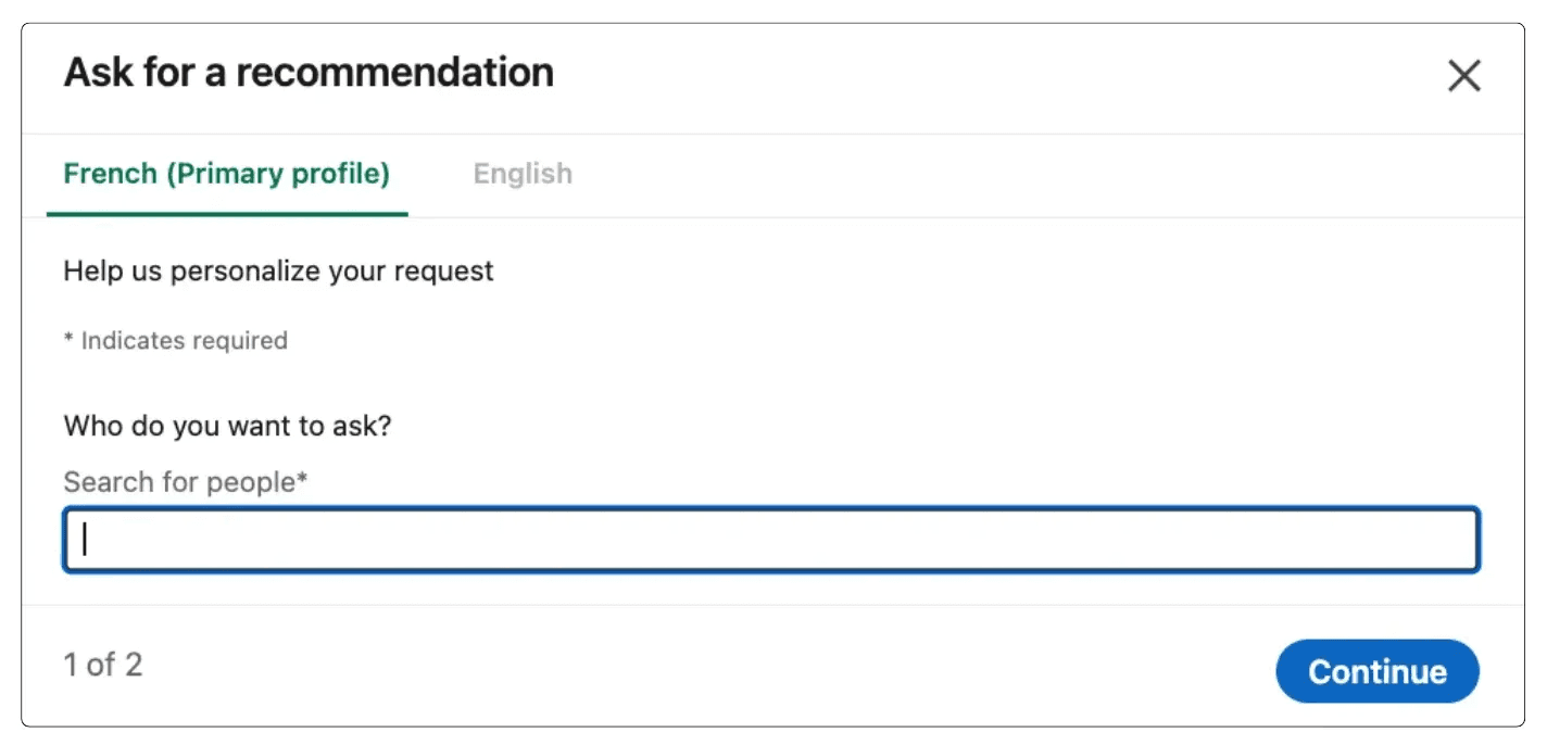 Steps to ask for a LinkedIn recommendation