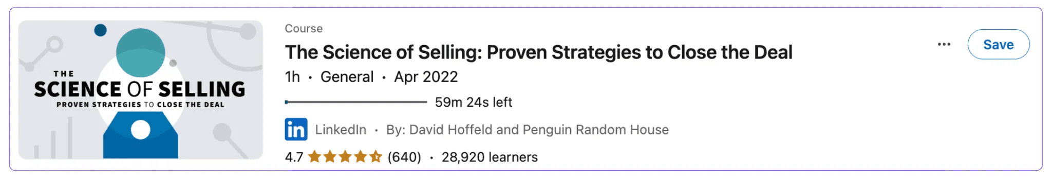 LinkedIn learning course: The Science of Selling (Audio Course)