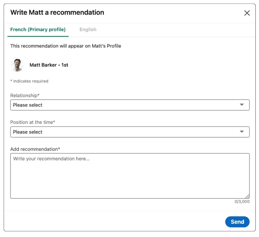 Where to write a LinkedIn recommendation