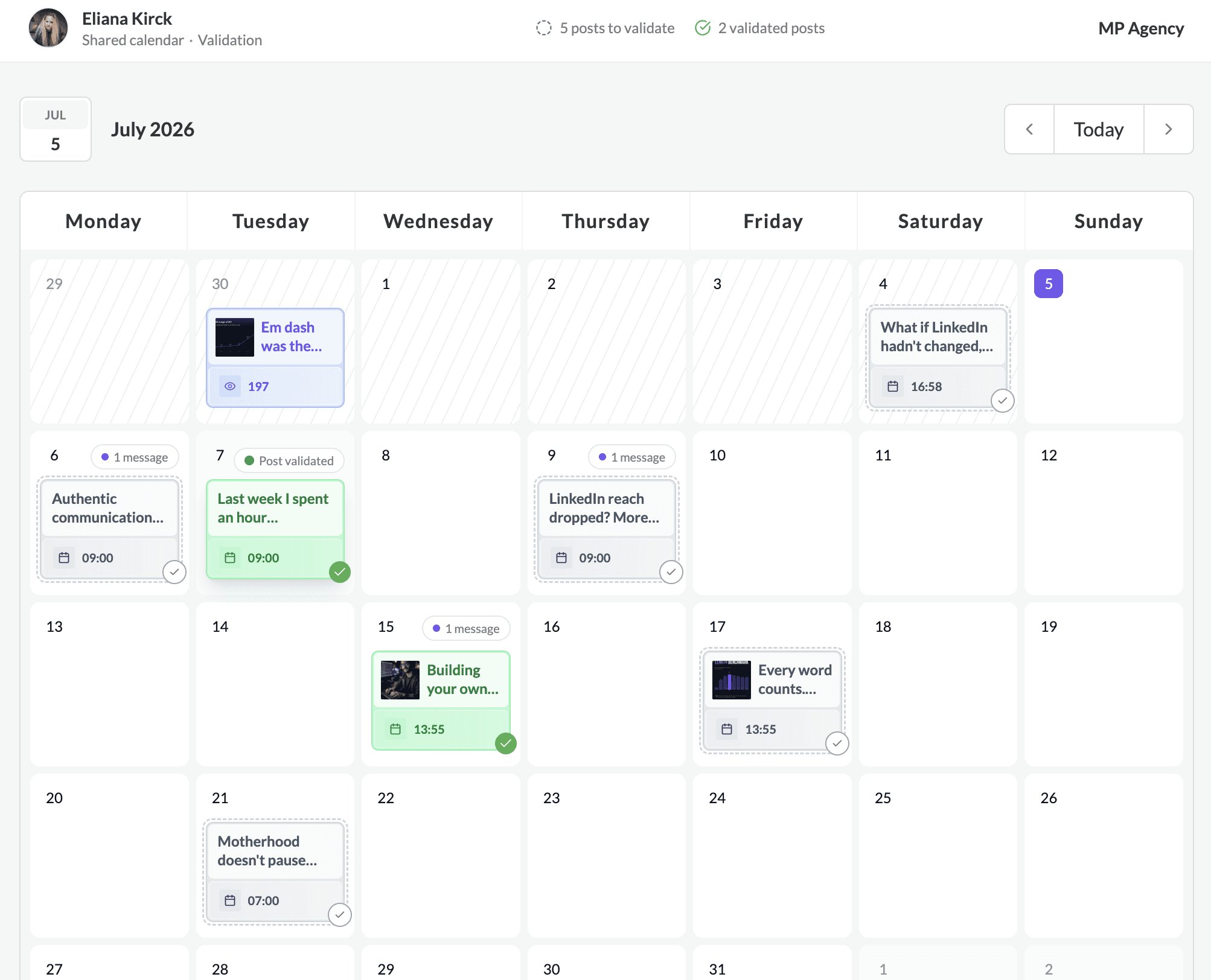 Share the calendar or a post