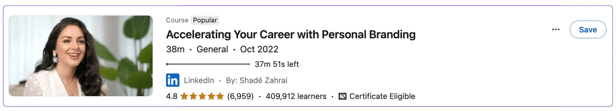 LinkedIn learning course: Fast-Track Your Career with Personal Branding